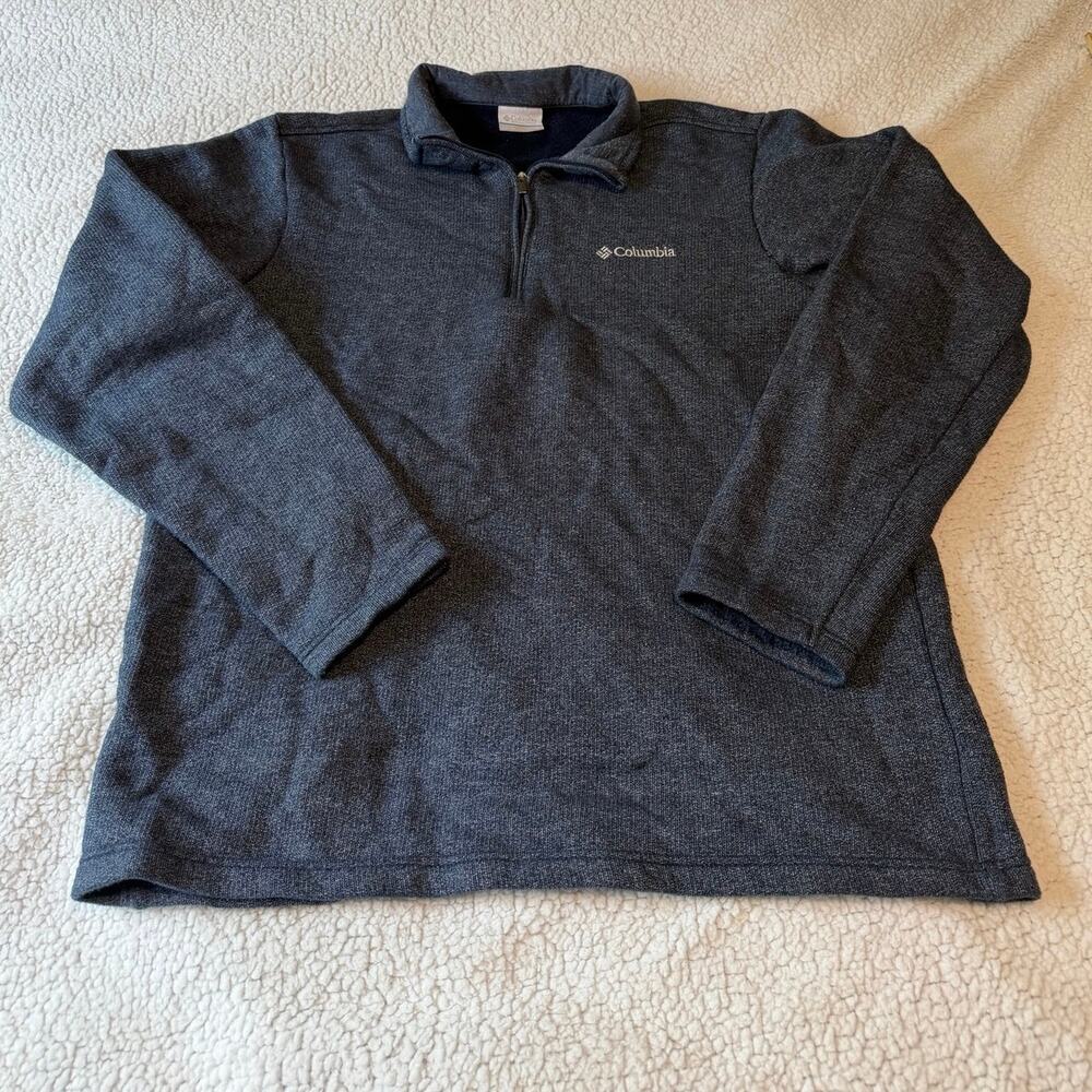 Columbia Men's Medium Charcoal Gray Quarter Zip Pullover Sweater Fleece Knit Med